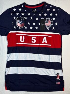 Krisp NYC T-Shirt - Red/White/Blue USA Flag Patriotic - Adult size Large New